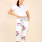 Italian Floral Print Drawstring Cotton Joggers