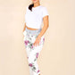 Italian Floral Print Drawstring Cotton Joggers