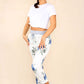 Italian Floral Print Drawstring Cotton Joggers