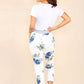 Italian Floral Print Drawstring Cotton Joggers