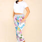 Italian Floral Print Drawstring Cotton Joggers