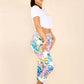 Italian Floral Print Drawstring Cotton Joggers
