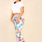 Italian Floral Print Drawstring Cotton Joggers