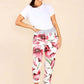 Italian Floral Print Drawstring Cotton Joggers
