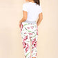 Italian Floral Print Drawstring Cotton Joggers