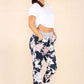 Italian Floral Print Drawstring Cotton Joggers