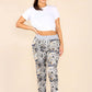 Italian Floral Print Drawstring Cotton Joggers
