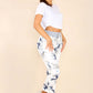 Italian Floral Print Drawstring Cotton Joggers