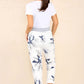 Italian Floral Print Drawstring Cotton Joggers