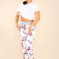 Italian Floral Print Drawstring Cotton Joggers