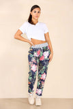 Italian Floral Print Drawstring Cotton Joggers