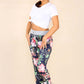 Italian Floral Print Drawstring Cotton Joggers