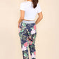 Italian Floral Print Drawstring Cotton Joggers