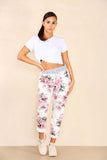 Italian Floral Print Drawstring Cotton Joggers