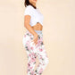 Italian Floral Print Drawstring Cotton Joggers