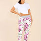 Italian Floral Print Drawstring Cotton Joggers