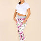 Italian Floral Print Drawstring Cotton Joggers
