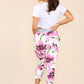 Italian Floral Print Drawstring Cotton Joggers