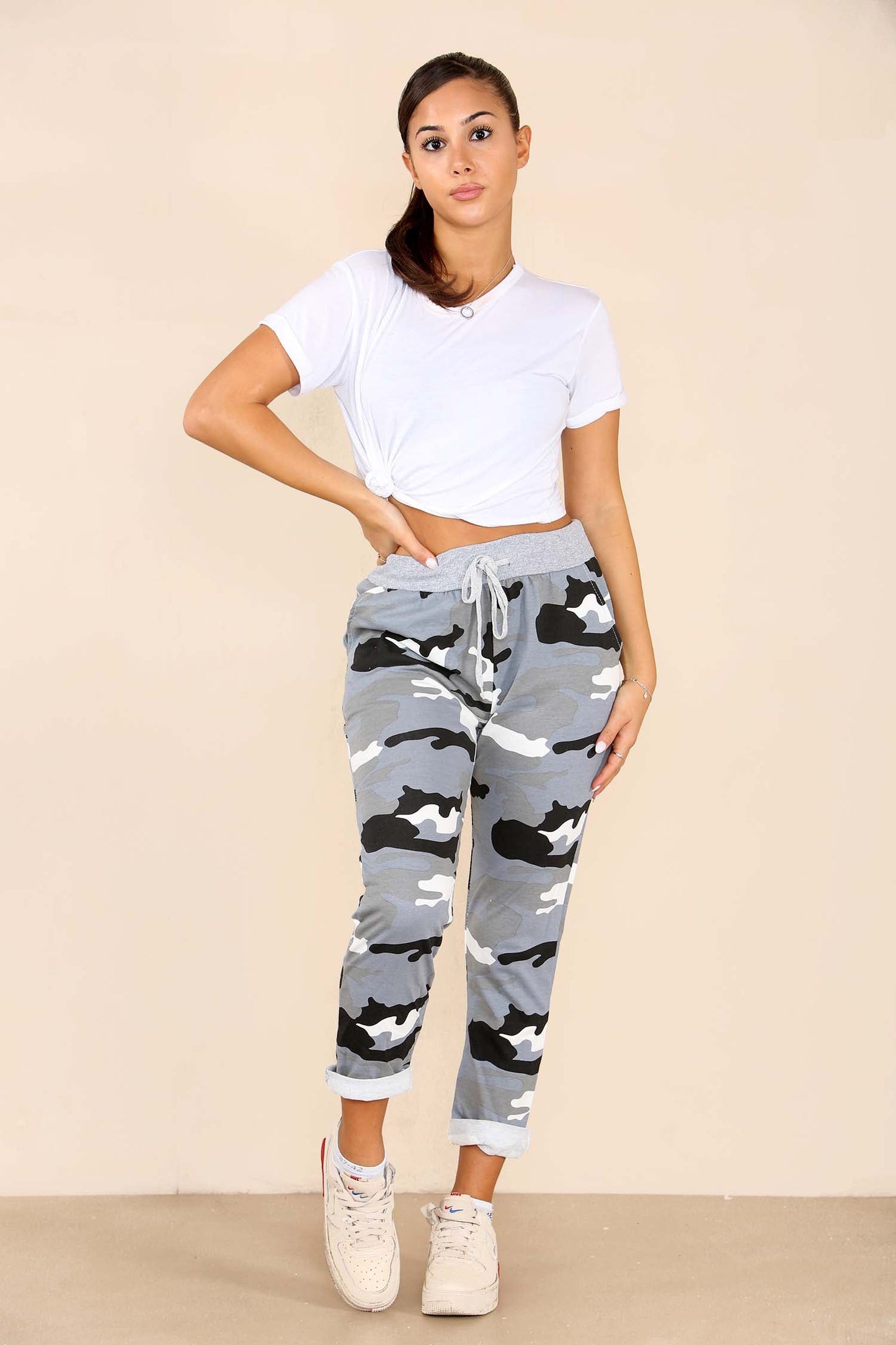 Italian Camouflage Drawstring Cotton Joggers