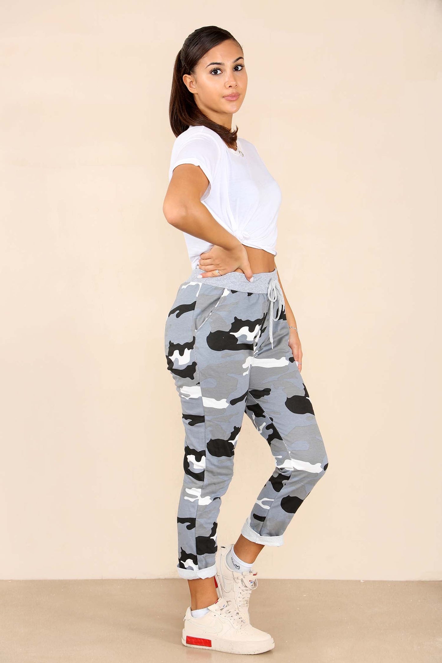 Italian Camouflage Drawstring Cotton Joggers