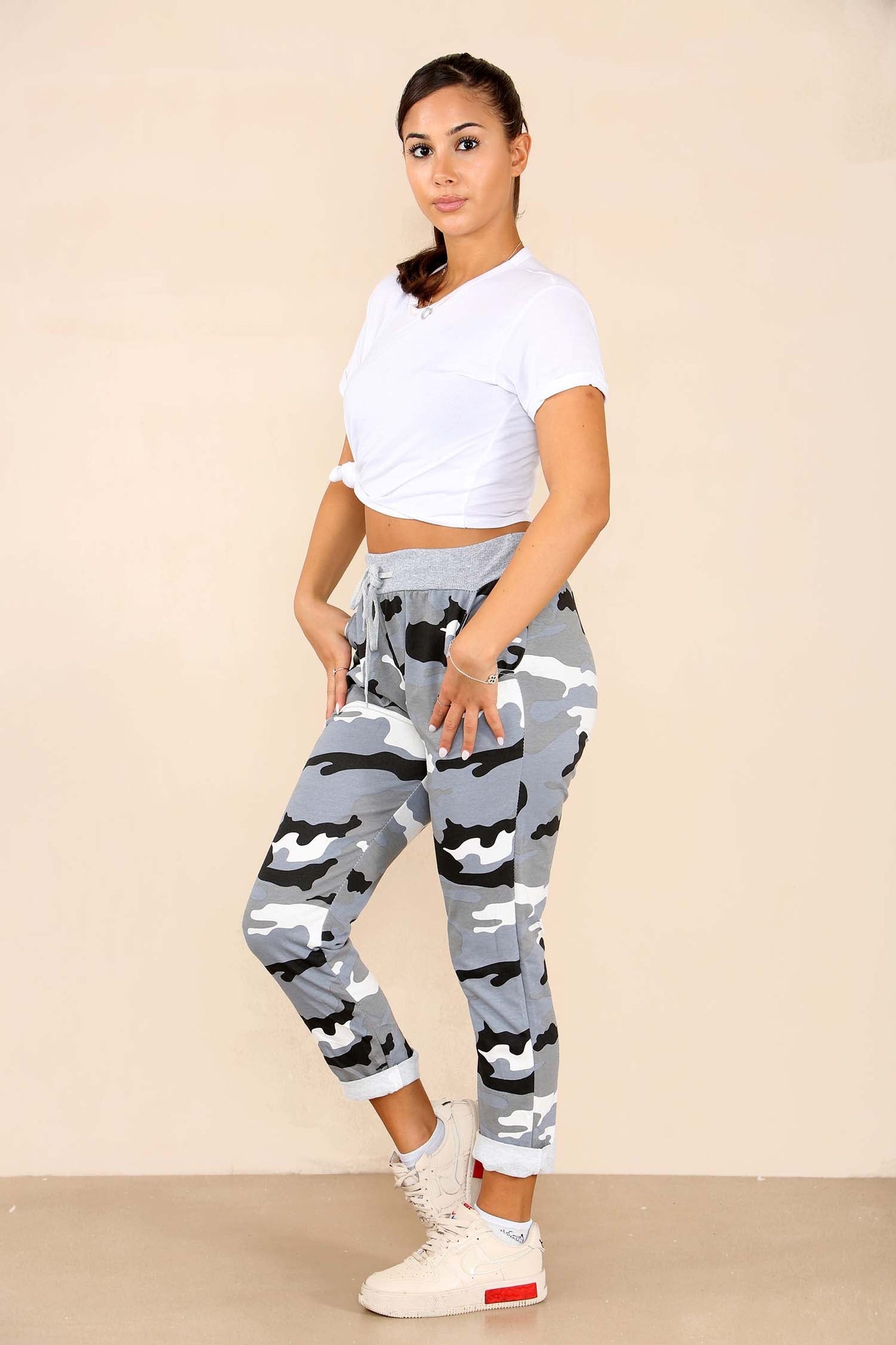 Italian Camouflage Drawstring Cotton Joggers