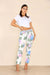Italian Flower Leaf Print Drawstring Cotton Joggers