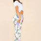 Italian Flower Leaf Print Drawstring Cotton Joggers