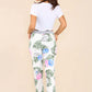 Italian Flower Leaf Print Drawstring Cotton Joggers
