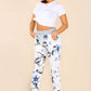 Italian Floral Print Drawstring Cotton Joggers