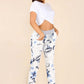 Italian Floral Print Drawstring Cotton Joggers