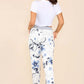 Italian Floral Print Drawstring Cotton Joggers