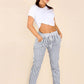 Italian Stripe Print Drawstring Cotton Joggers