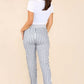 Italian Stripe Print Drawstring Cotton Joggers