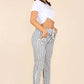 Italian Stripe Print Drawstring Cotton Joggers