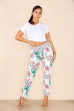 Italian Tropical Print Drawstring Cotton Joggers
