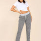 Italian Dogtooth Print Drawstring Cotton Joggers