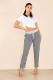 Italian Dogtooth Print Drawstring Cotton Joggers