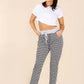 Italian Dogtooth Print Drawstring Cotton Joggers