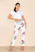 Italian Floral Print Drawstring Cotton Joggers