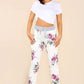 Italian Floral Print Drawstring Cotton Joggers