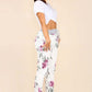 Italian Floral Print Drawstring Cotton Joggers