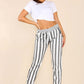 Italian Striped Print Drawstring Cotton Joggers