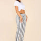 Italian Striped Print Drawstring Cotton Joggers