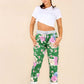 Italian Floral Print Drawstring Cotton Joggers