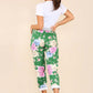 Italian Floral Print Drawstring Cotton Joggers