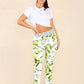 Italian Floral Print Drawstring Cotton Joggers
