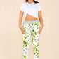 Italian Floral Print Drawstring Cotton Joggers