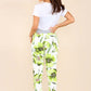 Italian Floral Print Drawstring Cotton Joggers