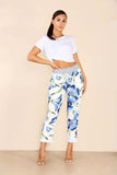 Italian Floral Print Drawstring Cotton Joggers