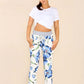 Italian Floral Print Drawstring Cotton Joggers
